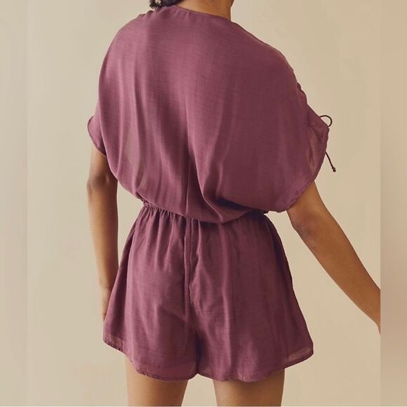 NEW Free People Weila Romper plum Floral Embroidered size S - Picture 8 of 12